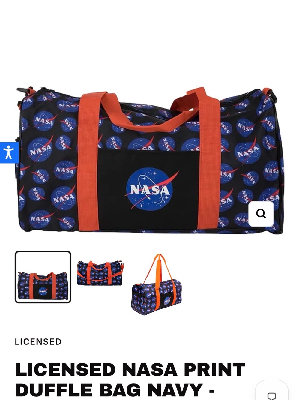 NASA Navy Duffle Bag with Orange Straps